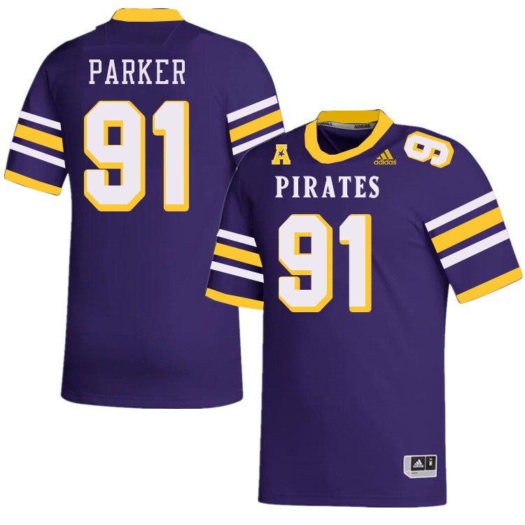 Men #91 Miles Parker ECU Pirates College Football Jerseys Stitched-Throwback